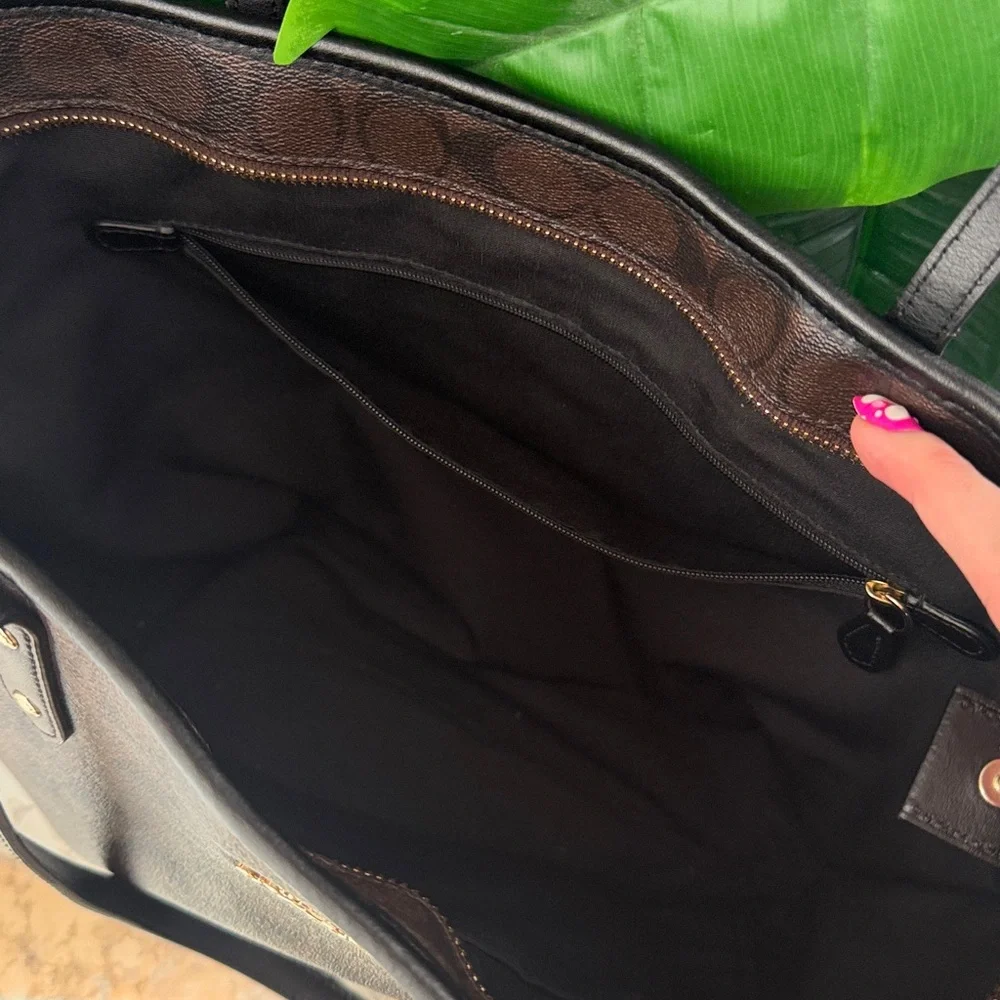 Coach City Tote in Signature Canvas Brown/Black - Classic & Spacious - Picture 16 of 17